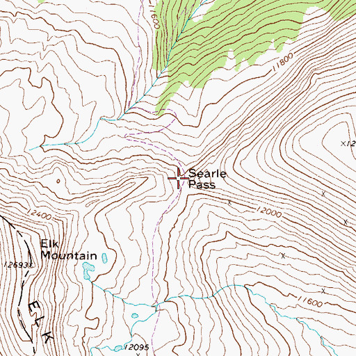 Topographic Map of Searle Pass, CO
