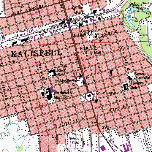 Topographic Map of First Presbyterian Church, MT