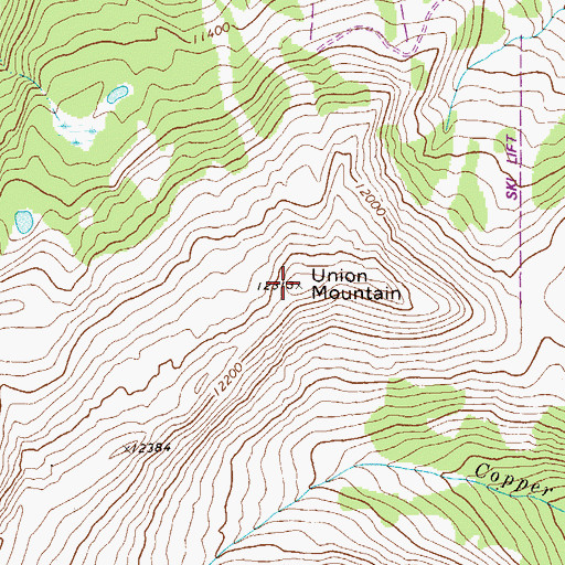 Topographic Map of Union Mountain, CO