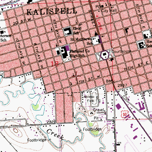 Topographic Map of Bethel Baptist Church, MT