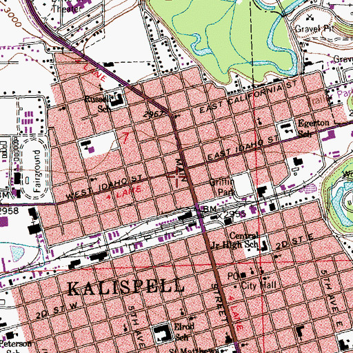 Topographic Map of Flathead Valley United Church of Christ, MT