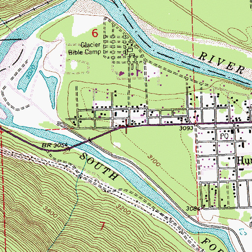 Topographic Map of Hungry Horse Chapel, MT
