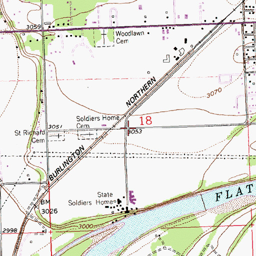 Topographic Map of North Valley Baptist Church, MT