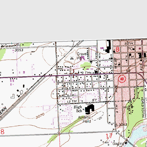 Topographic Map of First Baptist Church, MT