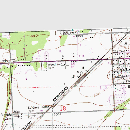 Topographic Map of Church of the Nazarene, MT