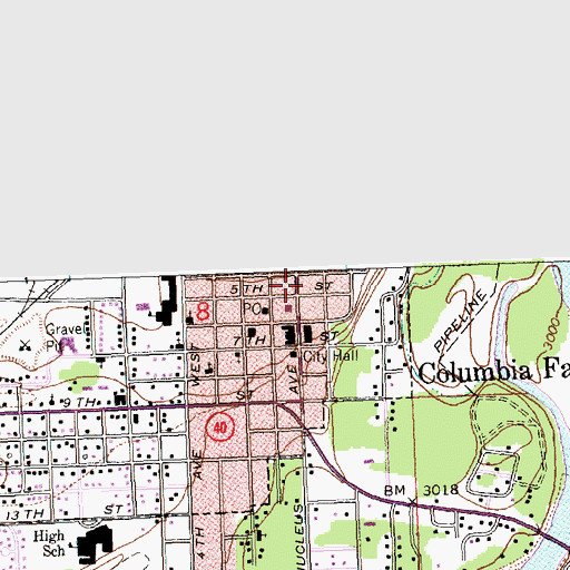 Topographic Map of Jacobsmeyer Chiropractic Clinic, MT