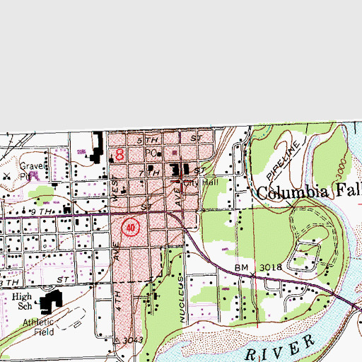 Topographic Map of Columbia Falls Clinic, MT