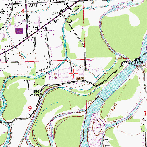 Topographic Map of Spruce Park RV Park, MT