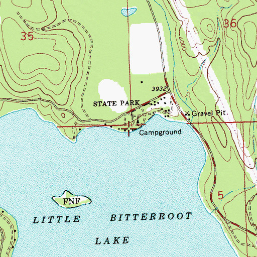 Topographic Map of Lions Bitterroot Youth Camp, MT