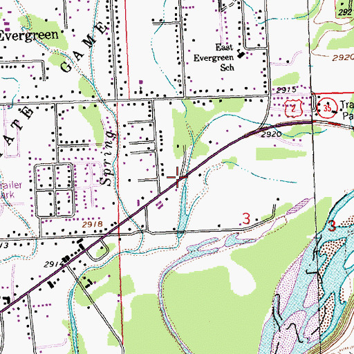 Topographic Map of Glacier Pines RV Park, MT