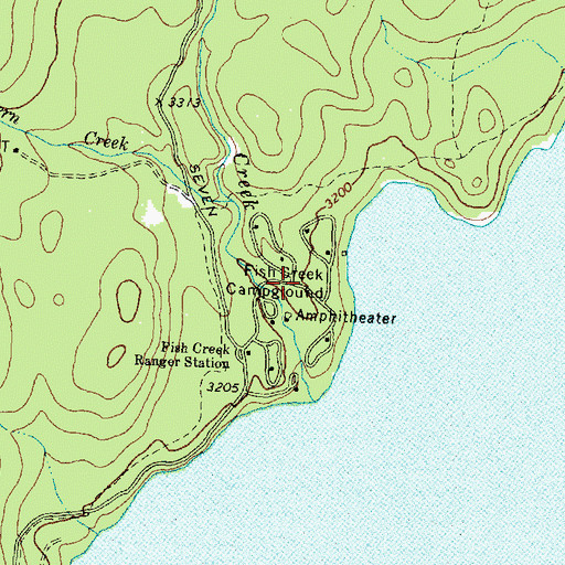Topographic Map of Fish Creek Campground, MT