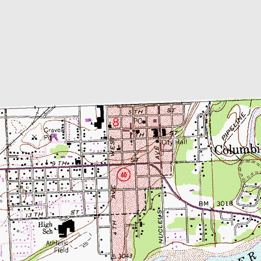 Topographic Map of Columbia Falls Branch Library, MT