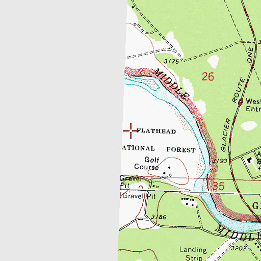 Topographic Map of Glacier View Golf Club, MT