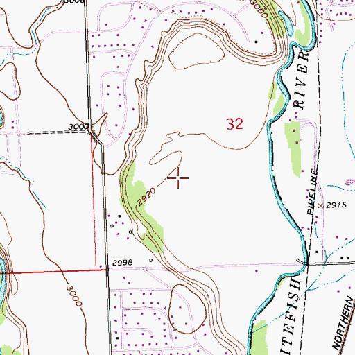 Topographic Map of Village Greens Golf Course, MT