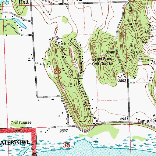 Topographic Map of Eagle Bend Golf Club, MT