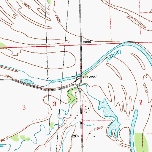 Topographic Map of Ashley Creek Bridge, MT