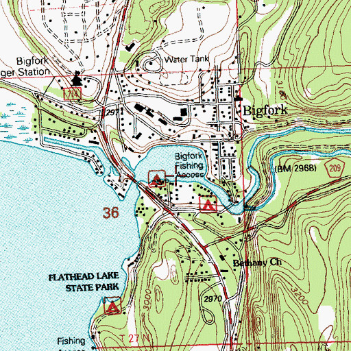 Topographic Map of Bigfork Harbor, MT