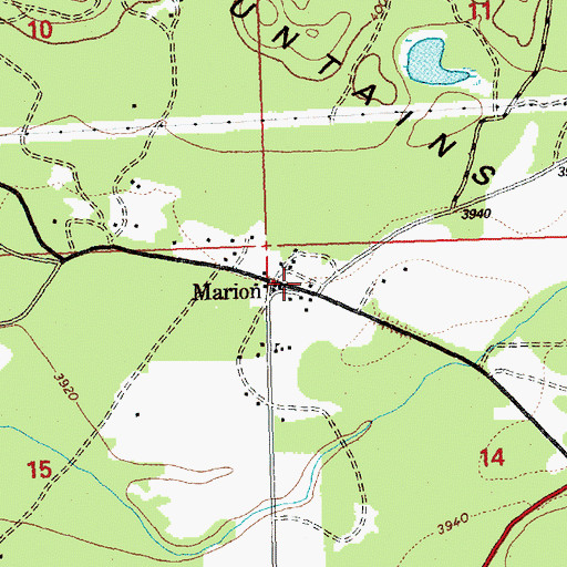 Topographic Map of Marion Post Office, MT