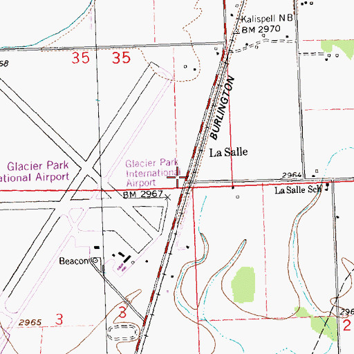 Topographic Map of LaSalle Post Office (historical), MT