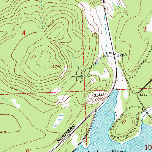 Topographic Map of Lake Five Post Office (historical), MT