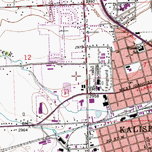 Topographic Map of Kalispell Post Office, MT