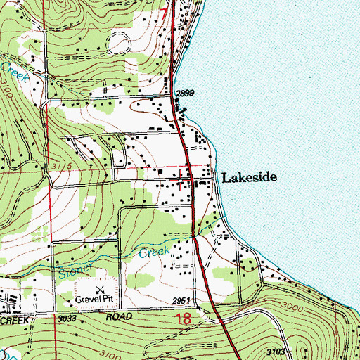 Topographic Map of Lakeside Community Library, MT