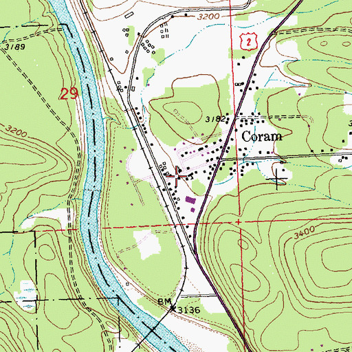Topographic Map of Coram School (historical), MT