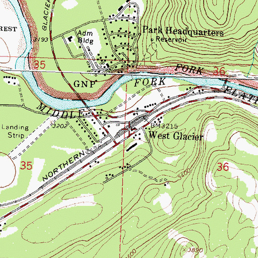 Topographic Map of Belton, MT