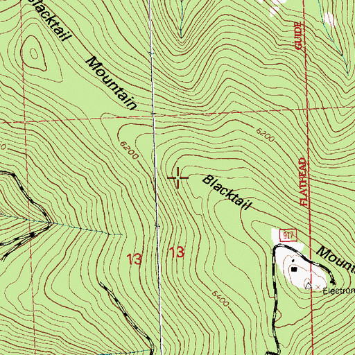 Topographic Map of Blacktail Ski Area, MT