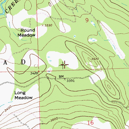 Topographic Map of Round Meadow Cross Country Ski Area, MT