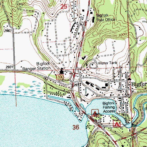 Topographic Map of Bigfork Fire Department, MT