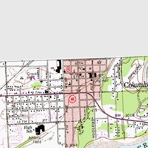 Topographic Map of Columbia Falls Police Department, MT