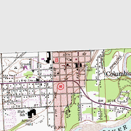Topographic Map of Columbia Falls Fire Department, MT
