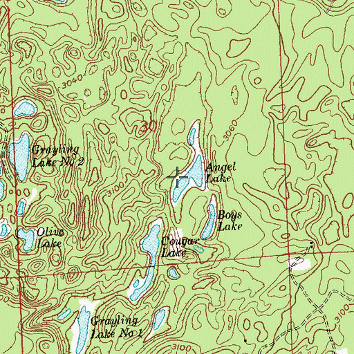 Topographic Map of Angel Lake, MT