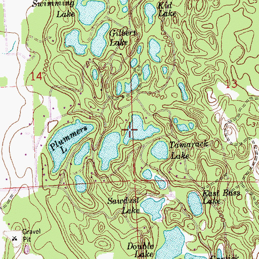 Topographic Map of Lake Douglas, MT