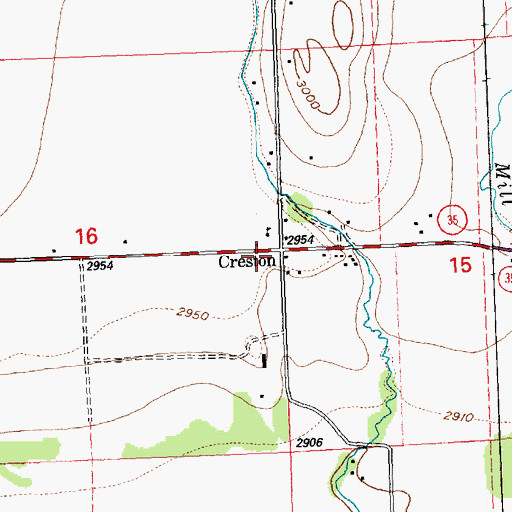 Topographic Map of Creston Fire Department, MT