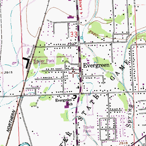 Topographic Map of Evergreen Fire Rescue Station 81, MT