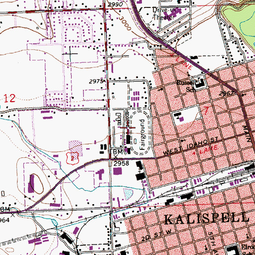 Topographic Map of Flathead County Fairgrounds, MT
