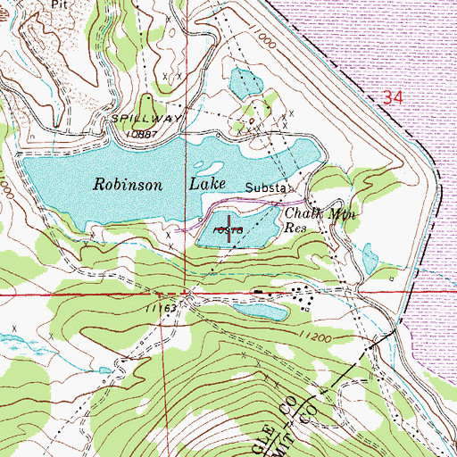 Topographic Map of Chalk Mountain Reservoir, CO