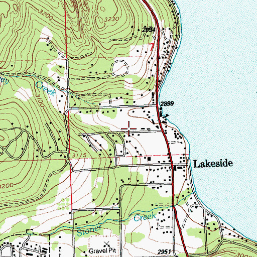 Topographic Map of Lakeside Fire Station, MT