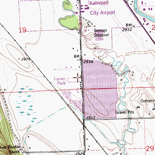 Topographic Map of Meadowlark Mobile Home Park, MT