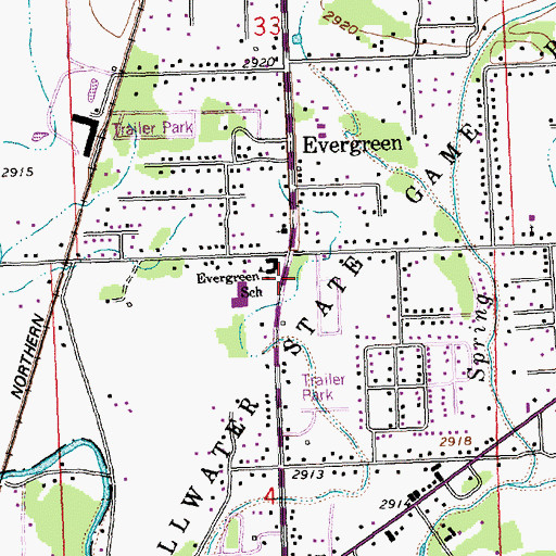 Topographic Map of East Evergreen Mobile Home Park, MT