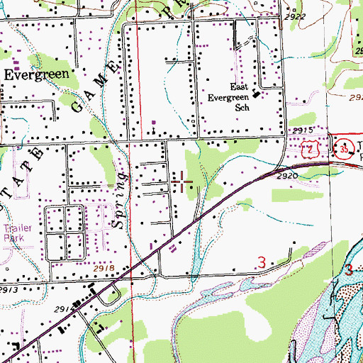 Topographic Map of Shady Lane Mobile Home Park, MT