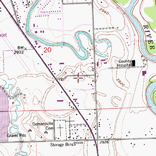 Topographic Map of Twin Acres Mobile Home Park, MT