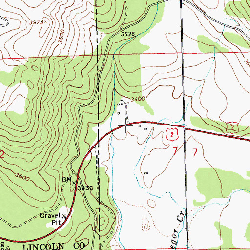 Topographic Map of Yakt Post Office (historical), MT