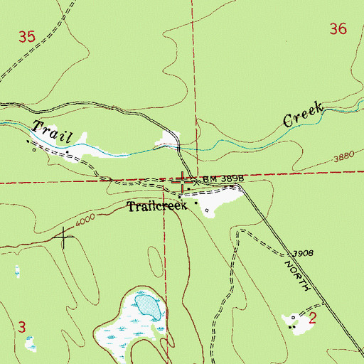 Topographic Map of Trailcreek Post Office (historical), MT