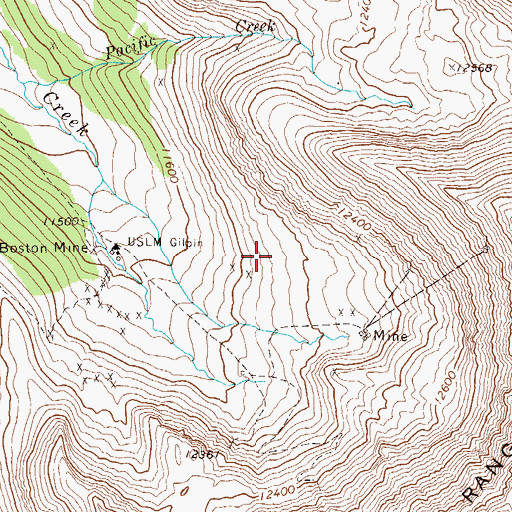 Topographic Map of Boston Mine, CO