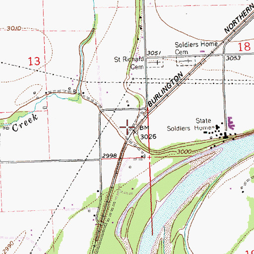 Topographic Map of Soldiers Home (historical), MT