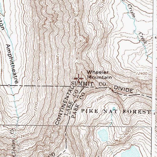 Topographic Map of Wheeler Mountain, CO