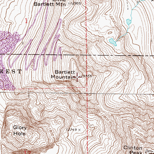 Topographic Map of Bartlett Mountain, CO